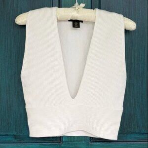 Deep V-neck Crop Compression Knit Top